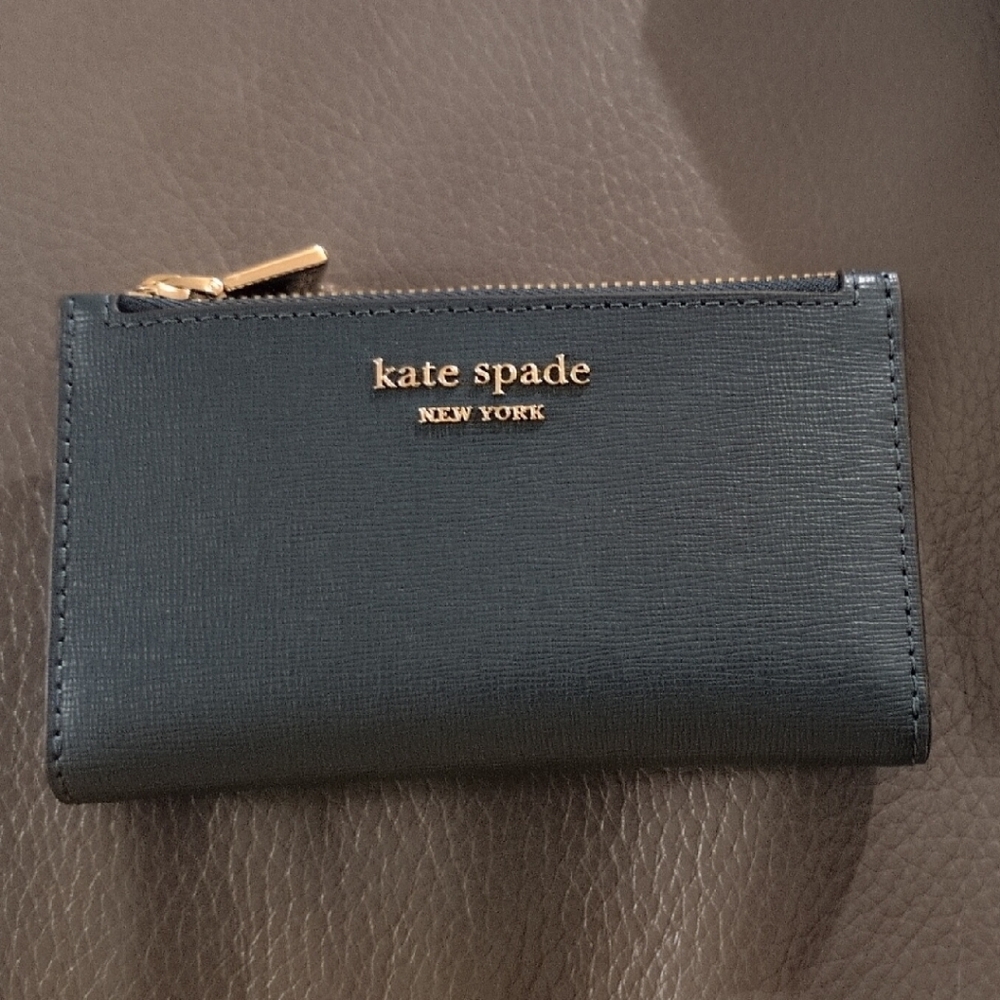 Kate Spade Navy Wallet with Gold Zipper